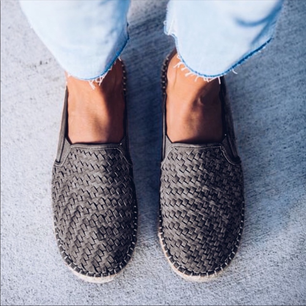 Gray Weaved Flat Espadrille Slip On Sneakers - Picture 4 of 4